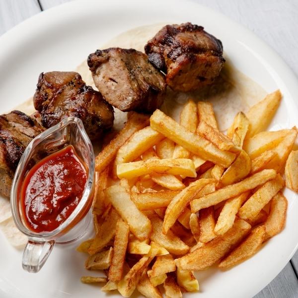Lamb Shish Meat And Chips